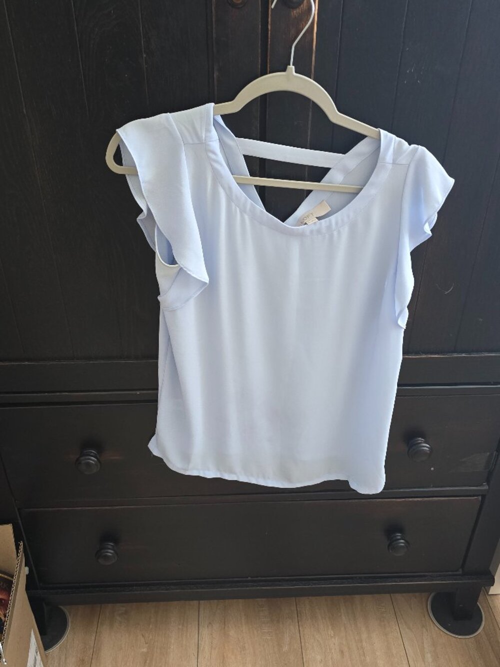 Loft light blue semi-sheer scoop-neck blouse size XS